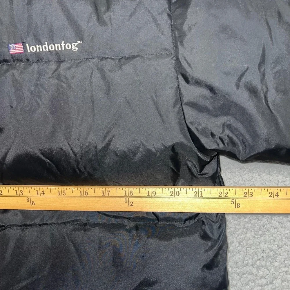 London Fog Puffer‎ Down Coat Youth XL 18-20 Black Quilted Lining Full Zip Jacket